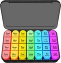 Zoksi 7 dan tablete Organizator 4 krat na dan, tedenski tabletke škatle, potovalne tablete, Daily Medicine Organizator, Medicina Container z 28 Prenosni oddelki za ribje olje, vitamini ali dodatki (črna)