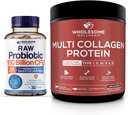 Zdrave Wellness Organic Probiotics 100 milijard CFU, Dr Formulirani za ženske in moške + multi colagen protein v prahu hidroliziran (tip I III V X)
