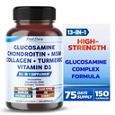 Glukozamin Chondroitin MSM kolagen kurkuma - Skupna zdravstvena podpora- Made in USA