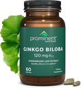 Prominent Nutrition Ginkgo Biloba 120mg - Ginkgo Biloba Leaf Extract, Zeliščni dodatki za podporo pomnilnika in fokus- Vegan, Non-GMO, Gluten-free, Soy-free, 60 Day Supply - 1 Pack