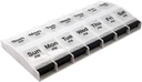 EZY DOZE Push Button (7-Day) Pill Case, Medicine Planner, Vitamin Organizator, 2 krat na dan, AM/PM Container, X-Veliki oddelki, Artritis prijazno, Enostavno za uporabo, Jasno Lids, Jasno/črno, BPA brezplačno
