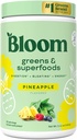 Bloom Nutrition Superfood Greens Powder, Prebavne encime s probiotiki in prebiotiki, Gut Health, Bloating Relief za ženske, Klorella, Green Juice Mix z peso korenski prah, 25 SVG, Ananas