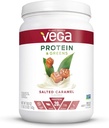 Beljakovine in zelena Vega, soljena karamela, veganski proteini v prahu, 20 g beljakovin na osnovi rastlin, nizko vsebnost ogljikovih hidratov, keto, brez mleka, brez glutena, brez GSO, grahovi proteini za ženske in moške, 1,1 funta (17 obrokov)