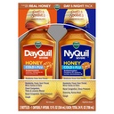 Vicks DayQuil & NyQuil SEVERE Medena aroma Co-Pack, Cold & Flu Medicine, Olajša glavobol, zvišana telesna temperatura, boleče grlo, manjše bolečine in bolečine, Nazal congestion, Sinus tlak, zamašen nos, in kašelj, 2x12oz