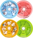 Tedenska tableta INVODA Organizator 7 Kompartment Rotating tablete Box za vsakodnevna zdravila in vitamini - Prenosne potovalne tablete Primer ribje olje dopolnila vitamini Organizator (4PCS)