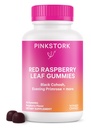 Pink Stork Red Raspberry Leaf Gumies - Tretji Trimester Labor Prep + Postpartum Mood Essentials z Večer Primrose Oil + Črna Cohosh - 60 Vegan Gummy dopolnila, Non-GMO