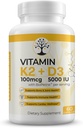 Vitamin D3 K2 dopolnilo, 5000 i.e. - podpira imunski in srčni vrtinec, visoko jakost, brez glutena, 60 kapsul