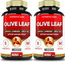 5in1 Olive Leaf Extract za 4 mesece 6050mg z Garcinia Cambogia, zelenim čajem, zeleno kavo in črnim poprom - kardiovaskularno zdravje, dobro počutje in imunske podpore - 2 pakiranji 60 kapsul