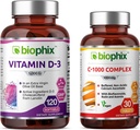 biophix vitamin D-3 5000 i.e. 120 softgels - brez vitamina C-1000 30 tablete - visoka stopnja tveganja pri ekstra deviškem olivnem olju brez GMO soje podpira imuno zdravje močnih kosti