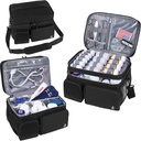 Double Layers Medicine Bag z Insolated Compartment tabletke Bottle Organizer z zaklenjeno Zipper, Travel Medicine Organizer z mehkimi rameni Straps za tablete, medicinske potrebščine