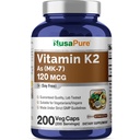 NusaPure Vitamin K2 MK7 120 μg 200 Veggie Caps (brez soje, ne-GMO, Vegan)