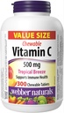 Webber Naturals Vitamin C, 300 Žvečljive Tropical Breeze arome tablete, 500 mg vitamina C na tableto, kosti, zobe, Imunski in antioksidant podporo, Non GSO, Dairy & Gluten Free