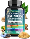 Sea Moss Extract, Black Seed Oil, Ashwagandha, Kurkuma & More – 10-v-1 Zeliščni dodatek s črno papriko & Bezgove jagode – 60 kapsul