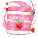 Flat Tummy Pre Workout Prašek za ženske – energija, vzdržljivost in mišična podpora s 3g kreatin, 1,6g beta-alanin, elektroliti – lubenice arome – 30 strežnikov