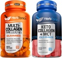 Herbotonics Multi Colagen Gumies Tip 1,2,3,5 & 10 z Biotin za rast las, kožo, nohti Keto Gumies z MCT + Kolagen 