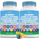 Eye Health Vitamini z borovnico, Lutein & Zeaksantin, likopen, Resveratrol, izvleček semena grozdja, Laneno seme Astaksantin- AREDS 2- 120 Kapsule