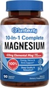 Magnezijev kompleks, 10-v-1 Formula, 420mg Elemental Mag na serviranje, magnezijev glicinat, malat, citrat, visoka absorpcija, kosti in sprostitev, 90 kap