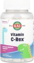 KAL C-Rex žvečljivi vitamin C za otroke, Imunska podpora dodatek z bioflavonoidi iz Rose HIPS, Rutin & Acerola, Okusna pomaranča, Fruktoza brezplačno, žvečljive tablete