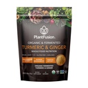 RastlinaFusion Kurkumi in ingver Drink Mix - Fermented Cela prehrana, zeliščni dodatek v prahu s kurkuminoidi - USDA Certified Organic, Non-GMO, Vegan, Gluten-free, 4.76 oz 30 Servinges