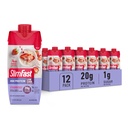 SlimFast Protein Shake, Jagode- 20g Protein, Nadomestni Shake pripravljen za pitje, Visoke beljakovine z nizko vsebnostjo ogljikovih hidratov in nizko vsebnostjo sladkorja, 24 Vitamini in minerali, 12 Število (Pack of 1) (Packing May Vary)