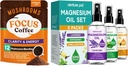 Coffee & Magnezie Oil Spray Bunded: 12 v 1 Kava z Ashwagandha za fokus in imuniteto + 3 Packs Pure Magnezies Spray za sprostitev, Sleep & Muscle Relief - 40 Servings