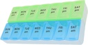 7 tedenske tablete AM PM organizator, ShysTech velike tablete tablete tablete škatla za tablete/vitamin/dodatki/zdravilo (modra/zelena)