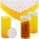 50-Pack tablete Plastenke prazne s pokrovčki - 13 tablet Dram plastične medicinske steklenice - plastične viale - Vsebniki za recept zdravila, vitamini in dodatki - Orange