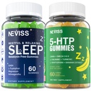 Gumiji za prosto spanje melatonin + 5-HTP Gumiji za odrasle, z GABA, L-teanin, L-Triptofan, Magnezij, Ashwagandha, Kurkurja - Nenavadno oblikovanje, Banana ekstrakt Pomoč za globoko sprostitev, Pomiri