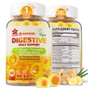 Ginger Chews Gumies za slabost in prebavna podpora, Želodec Relief - Sladkor prost z kurkuma & Odorless česen, Quercetin, Vitamin D3, C, Okusni Prebavne dopolnila, 60Cts (Pack of 1)