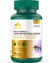 Lutein in Zeaksantin dopolnila - 6 v 1 Vision Protection Complex z Lutein 20mg, Zeaksantin, Astaksantin, Crocin, Vitamin C & E, 120 Softgels, Non-GMO, Gluten-free, Podpira zdravje oči