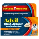 Advil Dual Action Back Caplets Zagotavlja 250 mg ibuprofena in 500 mg acetatfena na odmerek za 8 ur lajšanje bolečine v hrbtu - 72 Število