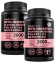 14-in-1 Inositol Supplement & Hormone Podpora za ženske - 40:1 Myo-inositol & D-Chiro Inositol Ovarian podporne kapsule za hormonsko ravnovesje s folatom, vitaminom D in B12 (120 štetje) (Pack of 2)