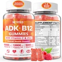 Metilirane multivitaminske ženske Moški, Vitamin D3 K2 5000IU / 10.000IU, B12 5000 μg 2500mcg, K2 (MK-7) 240mcg- ADK+metil vitamin B12, Vegan D3,Vitamin A,C,Zinc Eye,Bone,Energy,Immune, Sugar-free Gumies