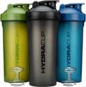 Hydra Cup [3 Pack] 45 Ounce Shaker steklenice za stresanje beljakovin, Jumbo Shaker pokali z žogo Blender Whisk, ekstra velika steklenica z ročajem (temne barve)