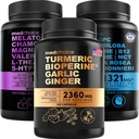 MEDCHOICE Turmeric & Ginger (120ct), Sleep Melatonin (90ct), in Nootropic Brain (60ct) dodatek Bundele - Wellness Trio za možgane, spanje, in imunske podpore - Vegan, Non-GMO, Gluten-free