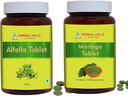 HERBAL HILLS Alfalfa tablete in Moringa list tablete paket 2 Combo