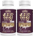 Liposomski magnezijev kompleks 2200MG softgels,magnezijev treonat, magnezijev glicinat, magnezijev citrat, tri v enem dodatku, Gluten prost, 60 softgels (120 število (Pack po 2))