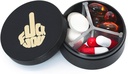 Primer majhne tablete 3 Kompartmenti, Metal Round Prenosne tablete Box, Vodoodporne tablete Organizator, Žepna Purse Medicine Vitamin Imetnik EDC vsebnik (črna s prstom)