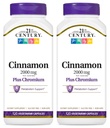 Cinnamon iz 21. stoletja 2000 mg na serviranje Plus Kromove vegetarijanske kapsule 120 - pakiranje po 2