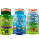 Hormonsko ravnovesje in prebavne zdravstvene trio – DIM 200mg z BioPerine® & Crucifer Veggies + 3-v-1 Probiotik s prebiotiko in encimi + Cela hrana Multivitamin z železom – Veganska Wellness Podpora