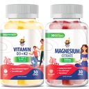 Magnezij Gumiji za otroke in odrasle - 500mg in vitamin D3 K2 Gumies 5000 i.e. Mirni magnezijevi žveči - Magnezijev citrat žvečljivi dodatek za Mood & Mišična podpora