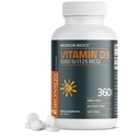 Bronson Vitamin D3 5000iu (125mcg) 1 leto Oskrba za zdravo delovanje mišic in imunske podpore, Non-GMO, 360 tablet