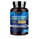 Kril Oil 1200 mg Omega 3 dopolnilo, Krill Oil Omega 3 z visoko absorpcijo EPA, DHA, Astaksantin in fosfolipidi, Podpira srce in skupno zdravje, brez ribjega pookusa - 120 Softgels (60 strežajev)