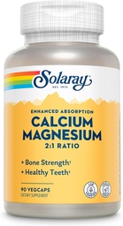 SOLARAY Kalcij Magnezij dodatek, Magnezij & Kalcijev dopolnila za ženske in moške, 2:1 Razmerje, zdravje in moč kosti, Vegan, visoka absorpcija, 60-dnevna garancija, 22 Serving, 90 VegCaps