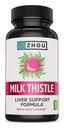 Zhou Milk Thistle - Jetrna zdravstvena dopolnila, Silymarin Milk Thistle Extract & Prašek za moške in ženske, rastlinska čistilna podpora, metabolično zdravje - 60 vegetarijanske kapsule