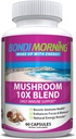 Kompleks goba za imuno podporo – 10X mešanica z Cordyceps, Reishi, Levja griva, in Chaga gobe za zdravje možganov, naravno energijo Boost, in imunske obrambe, 60-Count