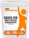 BulkSupplements.com Grass Fed Whey Protein Powder - Whey Protein Concentrat Powder - Unflavored & Gluten Free, 30g na Serving, 100g (3.5 oz) (Pack of 1)