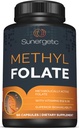 Sunergetic Premium metil Folat dodatek – z metiliranim vitaminom B12 in vitaminom B6 – Metabolično aktiven Folat kot Magnafolat - metilfolat 400 mcg na kapsulo – 60 kapsul