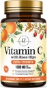 Vitamin C dodatek 1000mg - Dodatna moč z bioflavonoidi vrtnic - brez sladkorja Vitamin C Žvečljive tablete, Vit C narave za imuno podporo in zaščito antioksidant - 60 žvečljive tablete