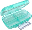 EZY DOSE Vlaga-Proof Pill Case, Medicine Planner, Vitamin Organizator Box, Potovanja prijateljsko, Lastch-Closure za varno vsebino, 7 Posamezni oddelki Več velikosti z tesno pečat, Srednje, zelena